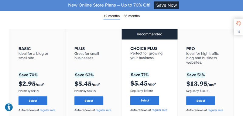 Bluehost : Pricing Plans